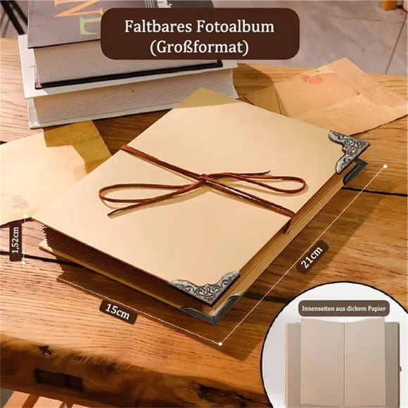 RRJ 2Pcs Foldable Memory Photo Album Scrapbook, Expandable Keepsake Journal for Pictures, 230cm Side Length Collapsible Design, Photo Album for Travel Memories Wedding Little One Family Events,