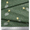 thumbnail image 2 of Soimoi Green Velvet Fabric Musical Symbol & Star Print Sewing Fabric Yard 58 Inch Wide, 2 of 3