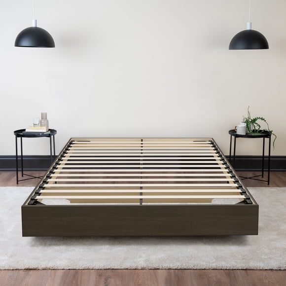 Floating Wood Bed (Ebony) - Queen