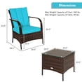 thumbnail image 3 of Costway 3PCS Outdoor Rattan Conversation Set Patio Garden Cushioned Sofa Chair Turquoise, 3 of 10