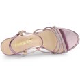 thumbnail image 4 of BLISSFUL STEP Chaussures pour Femmes Sandales à Talon Kitten à Bout Ouvert en PU avec Bride à la Cheville Ornée de Strass Rose 6, 4 of 6