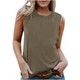 thumbnail image 2 of Débardeurs pour Femmes Zeophrasy Chemise Sans Manches pour Femmes Couleur Unie Col Rond Chemise Décontractée Débardeurs Blouse Sans Manches Excellent Cadeau à Petit Prix Kaki m, 2 of 6