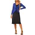 thumbnail image 2 of INSPIRE CHIC Women's Dressy Cardigan Sweaters Tie Front Draped Ruffle Knit Cardigans L Royal Blue, 2 of 6