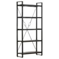 thumbnail image 1 of vidaXL 5-Tier Bookcase Black 90x30x180 cm Solid Mango Wood, 1 of 5