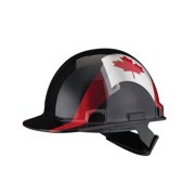 PIP Dynamic HP341R-CAN-11 Dom Cap Style Smooth Dome Hard Hat, Rachet Adjustment - Canadian Flag Wrap, Black