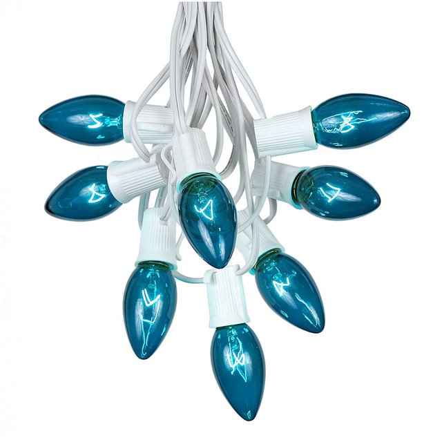 Novelty Lights 100' C9 Teal Incandescent Christmas String Light Set
