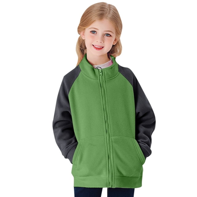 TZEWGL Full Zip Polar Fleece Jacket For Child Long Sleeve Crew Neck Coat For Kids size 3-4T