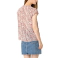 thumbnail image 3 of INSPIRE CHIC Valentine's Day Women's Floral Blouse Short Cap Sleeve Chiffon Casual Ruffle Tops XS Pink, 3 of 8