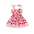 thumbnail image 1 of EYIIYE Robe Cami d'Été pour Filles 3Y 4Y 5Y 6Y Sans Manches Ligne A Imprimé Cœur Robe Décontractée Bretelles Réglables Robe Princesse Mignonne Mode Soirée, 1 of 8