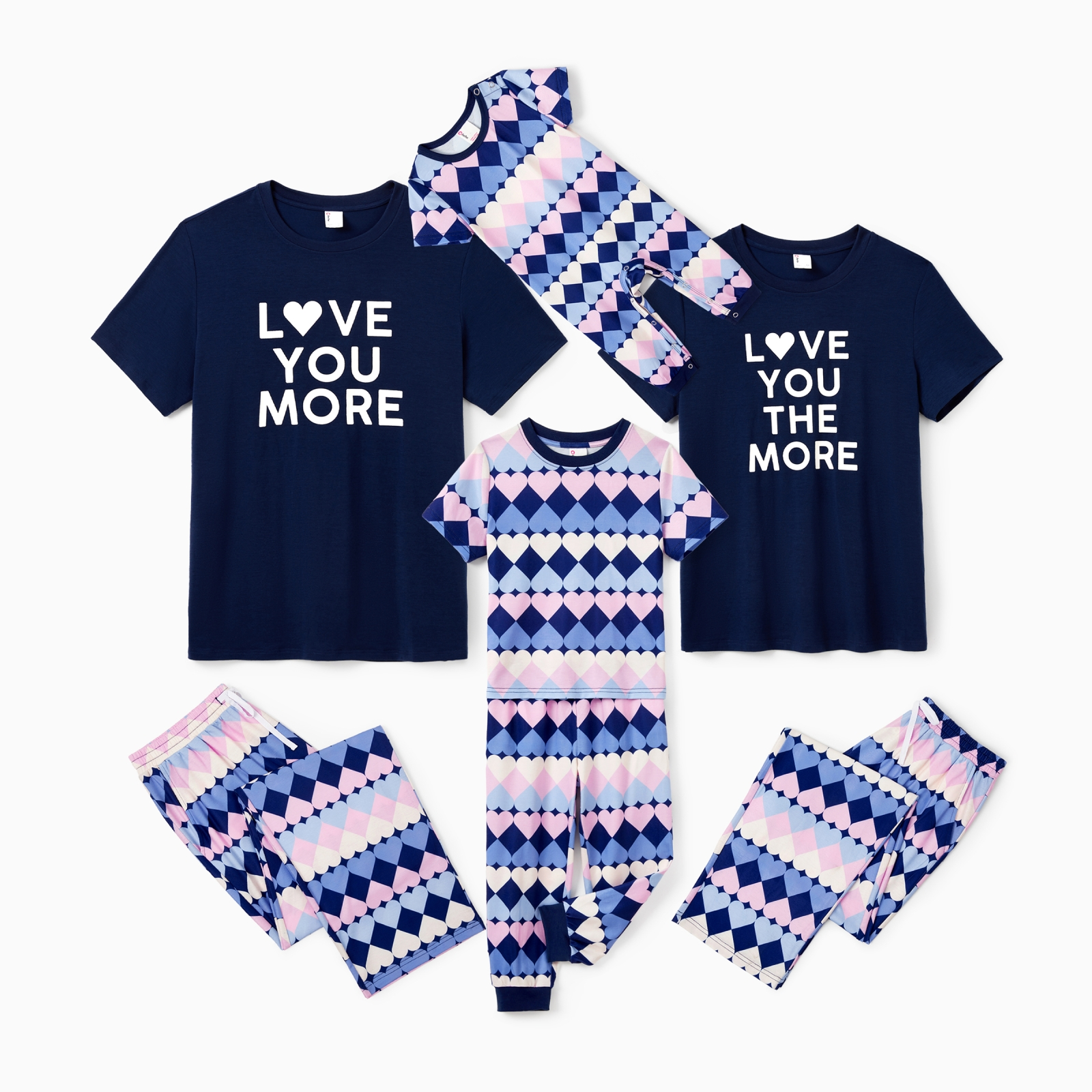 PatPat Valentine's Day Family Pajamas Short-sleeve Heart Print Matching Set