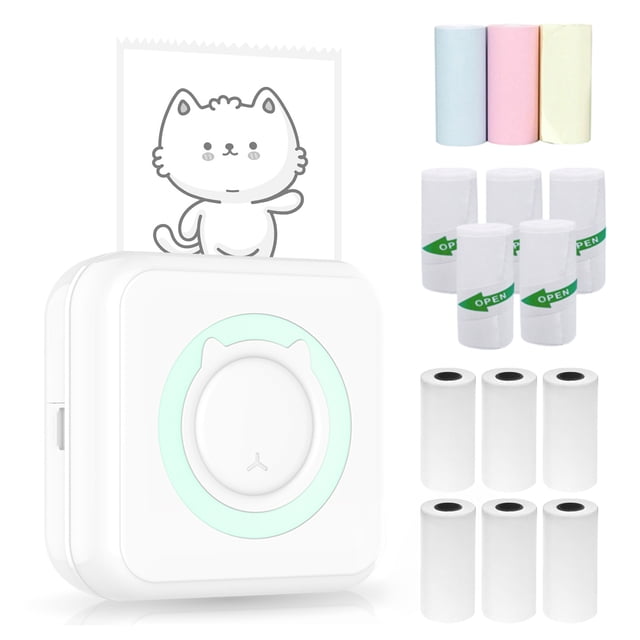 Graflsoa C15 Imprimante Thermique Bluetooth Compacte avec Papier de 2 Pouces 58 mm, Pile Rechargeable et Application Multilingue Prenant en Charge les Notes, Images et Listes (Inclut 14 Rouleaux de Papier Thermique) - Bleu