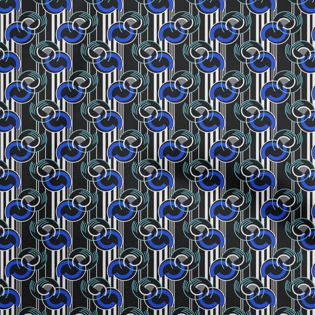 oneOone Viscose Chiffon Black Fabric Geometrical Craft Projects Decor Fabric Printed By The Yard 42 Inch Wide