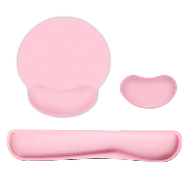 Ergonomic Memory Foam Keyboard Wrist Rest Wrist Rest Pad Set with Fabric -slip Rubber Base Pink Pink