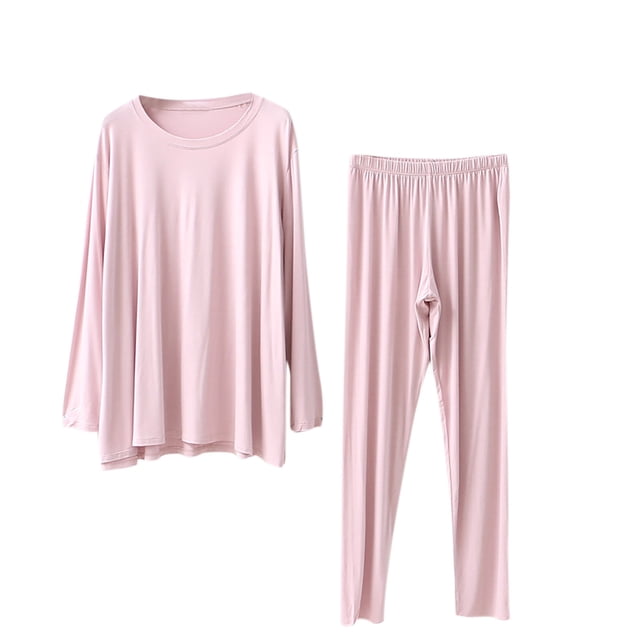 Tnhcen Ensemble de Sommeil de Maternité Multifonction pour Femmes - Pyjama d'Allaitement à Cordon de Serrage Ajustable / Ensemble de Détente Uni à Manches Longues et Col Rond S-TG