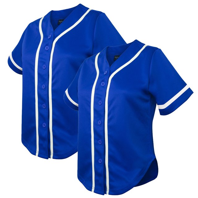 TOPTIE Lot de 2 Chandails de Baseball pour Femmes Chandails de Softball Chemises à Boutons-Bleu Bleu-TP