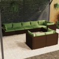 thumbnail image 1 of vidaXL 8 Piece Garden Lounge Set with Cushions Brown Poly Rattan, 1 of 5