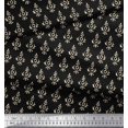 thumbnail image 2 of Soimoi Black Heavy Satin Fabric Floral Block Decor Fabric Printed Yard 54 Inch Wide, 2 of 5
