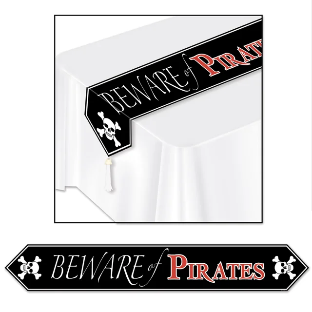 The Beistle Company Printed Beware Of Pirates Table Runner (Pack of 12)