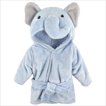 Hudson Baby Unisex Baby Plush Animal Face Robe, Blue Elephant, One Size, 0-9 Months 0-9 Month