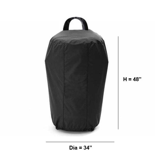 Housse de Gril Kamado 34 de Diamètre x 48 H, Housse de Gril BBQ Extérieure Imperméable et Robuste en Tissu Oxford 600D avec Revêtement Résistant aux UV et Couche en PVC. Comprend une Poignée pour un Retrait Facile, des Sangles Inférieures Durables pour un Ajustement Sécurisé, et un Cordon d'Ourlet Élastique pour un Ajustement Personnalisé. Convient aux Kamado Joe Classic I, II, III, Grand Oeuf Vert Housse de Gril BBQ, et Modèles Similaires.
