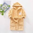 thumbnail image 2 of JIRNDfCA Baby Boy Robe With Hood Soft Cute Cartoon Bathrobe Long Sleeve Facecloth Rabbit Warm Kids Robe Children Sleepwear Yellow 12-18 Months, 2 of 3