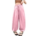 thumbnail image 1 of Lantern Pants for Girls, Loose Fit Ice Silk Sports Pants with Drawstring Waist, Mosquito-Proof, Breathable Polyester, Mid-Size 150 cm, Summer Long Pants, 1 of 5
