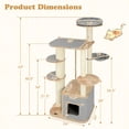 thumbnail image 3 of Gymax 63'' Tall Modern Cat Tree w/ Perch Condo Hammock 5.6'' Scratching Posts, 3 of 10