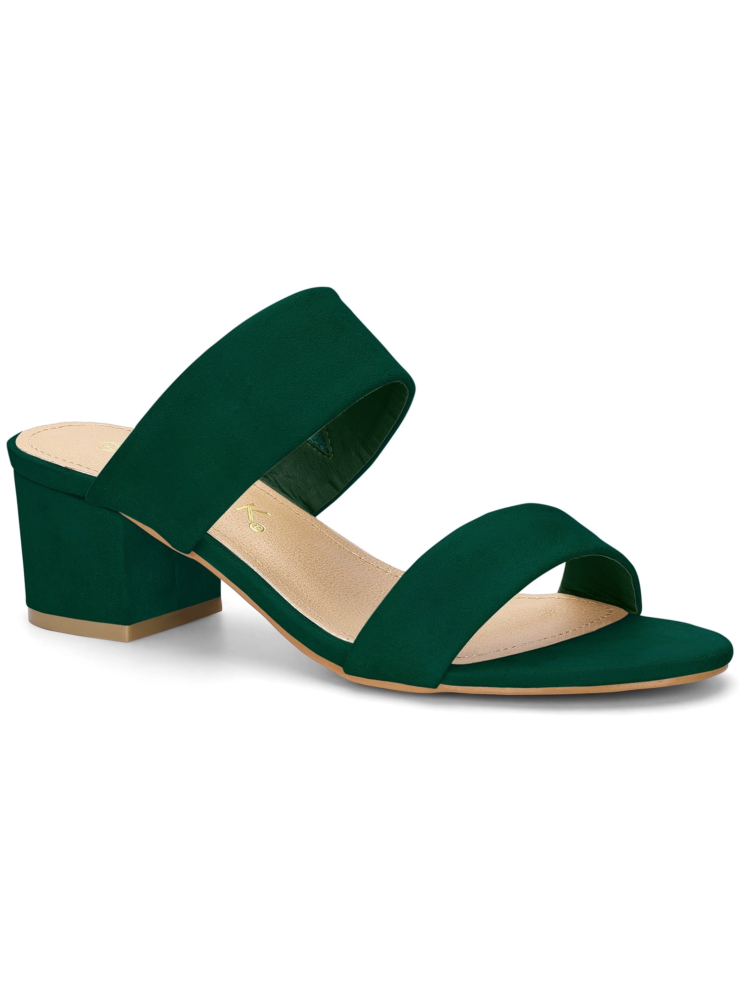 BLISSFUL STEP Sandales à Talon Bloc Moyen à Deux Brides pour Femmes Vert 9