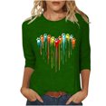 thumbnail image 1 of PEZHADA Blouses pour Femmes Manches 3/4 Mode Féminine Manches Trois-Quarts Col Rond Rétro Imprimé Hauts Amples Blouse Manches Trois-Quarts, 1 of 9