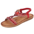 thumbnail image 2 of Tranfacy Summer Shoes,Womens Sandals,Women Large Bohemian Elastic Rhinestone Flower Roman Sandals, 2 of 4