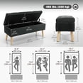 thumbnail image 3 of HOMCOM Banc Ottoman Rembourré avec Rangement avec Pattes en Bois, Noir, 3 of 10