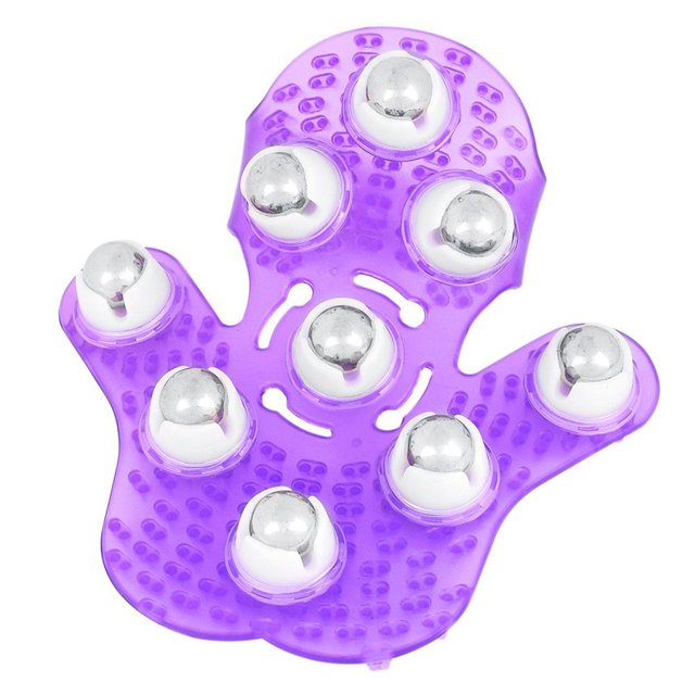 Gant de Massage pour les Mains à Rouleau en Forme de Paume en Acier PVC 9, Portable, Rotatif, Masseur Portatif à Main, Salon, Outils Relaxants pour Épaules et Pieds, Violet