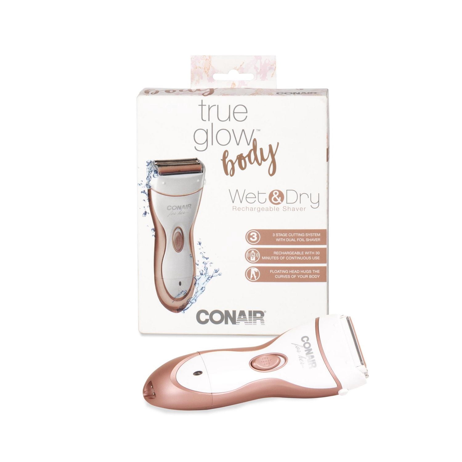 Rasoir féminin Conair for Her Wet/Dry, rechargeable, double grille flexible avec peignes bikini