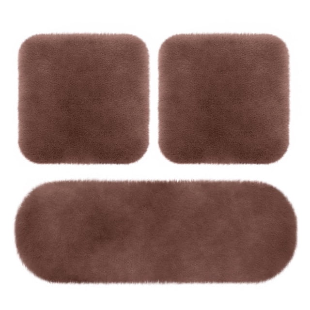 Estbridge 3 Sets Car Front Rear Seat Plush Cushion Soft Warm Faux Winter Auto Seat Cover Plush Vehicle Seat Protector Pad With Non-Slip Backing Car Accessories