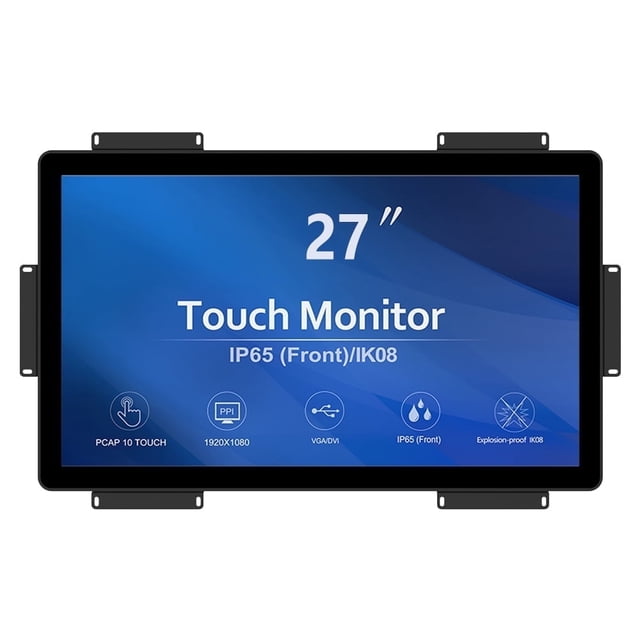 GreenTouch 27 inch 10 Points PCAP Open Frame Touch Screen LCD Display Monitors HDMI+VGA+DVI 1920x1080 Black