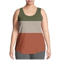 thumbnail image 1 of Swstbby Économies d'Été Liquidation! Hauts d'Été pour Femmes Grande Taille, Mode Décontractée Imprimée Ample Camisoles Col Rond Café XXXXXL, 1 of 4