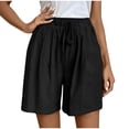 thumbnail image 2 of Gspmoly Shorts de Bain pour Femmes, Mode Printemps Été Décontractée Couleur Unie à Cordon, Shorts en Lin pour Femmes, Shorts Grande Taille pour Femmes jusqu'à 60 % de Rabais Noir m, 2 of 9