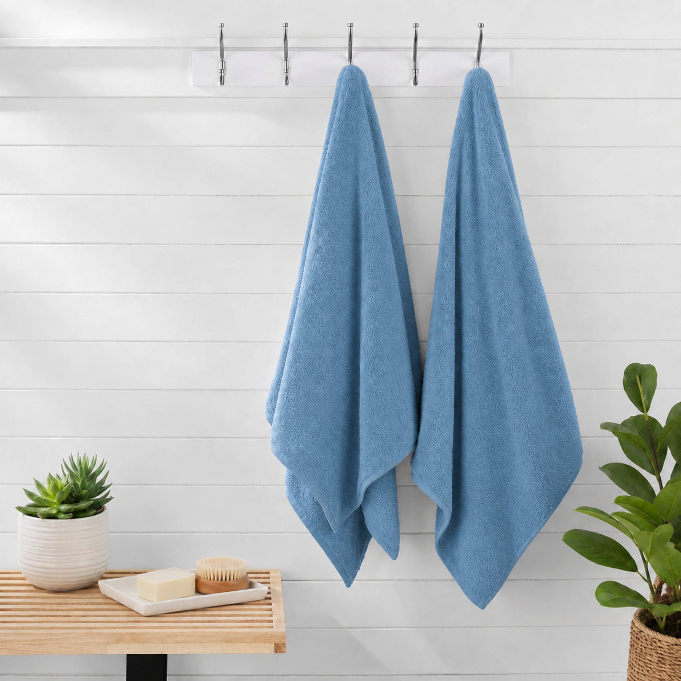 Ensemble de 6 serviettes bain Swift Home — 100 % coton, luxueusement douces, très absorbantes, séchage rapide, aqua