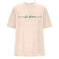 thumbnail image 4 of JIRNDf Hauts pour Femmes T-Shirts d'Été Tendance Imprimé Lettres Surdimensionné Col Rond Manches Courtes Décontracté Sport Ample Décontracté Simple T-Shirts Graphiques Mignons pour Adolescentes Beige TTG, 4 of 4