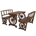 thumbnail image 1 of Outsunny Ensemble de Salle à Manger d'Extérieur 3 Pcs avec Roues de Chariot pour 4 Personnes, 1 of 10