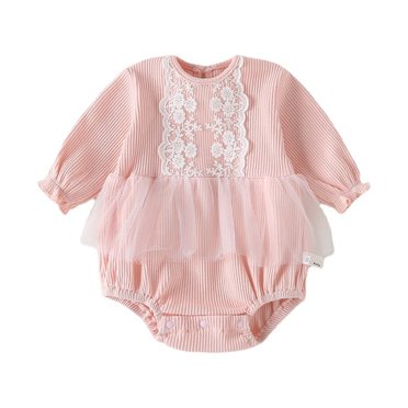 Felwors Bébé Filles Garçons Dentelle Automne Manches Longues Bodystrap Bandeaux Vêtements