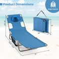 thumbnail image 3 of Gymax 2PCS Tanning ChairFolding Beach Lounge Chair w/5-Position Adjustable Backrest Blue, 3 of 10