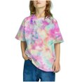 thumbnail image 2 of Hauts d'Été Décontractés Filles Garçons Mode Manches Courtes Dégradé Imprimé Hauts Col Rond Enfant T-Shirt Ample d'Été, 2 of 6