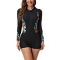 thumbnail image 2 of Soki Women's Swimsuit One Piece Long Sleeved Zipper Surfing Diving Suit Bikini Set, 2 of 8