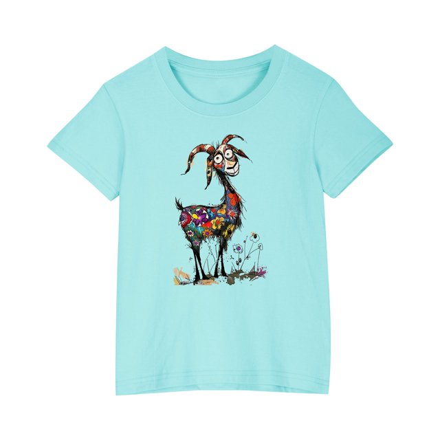 RXIRUCGD 2025 Vêtements d'Été pour Enfants T-shirt Imprimé Mode Mignon Col Rond Manches Courtes