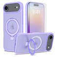 thumbnail image 1 of Asuwish Phone Case for iPhone 17 Air 6.5 inch Tempered Glass Screen Protector Magnetic Folding Stand Frosted Translucent Rugged Shockproof Protective Cell Cover i Phone17 i17 17Air Women Men Purple, 1 of 6