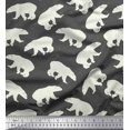 thumbnail image 1 of Soimoi Gray Poly Georgette Fabric Polar Bear Animal Print Fabric by Yard 42 Inch Wide, 1 of 5