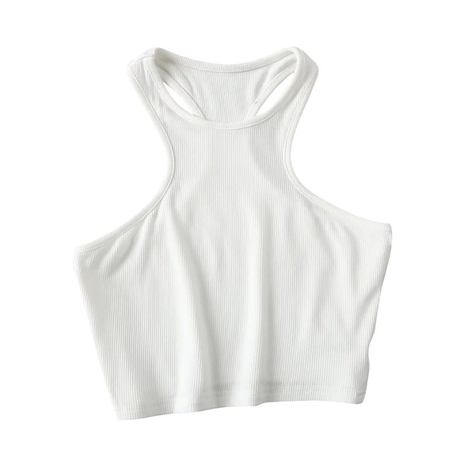 AherBiu Workout Tops for Women Racerback Sleeveless Cropped Ribbed Tank Top Crewneck Slim Yoga Cami Shirt