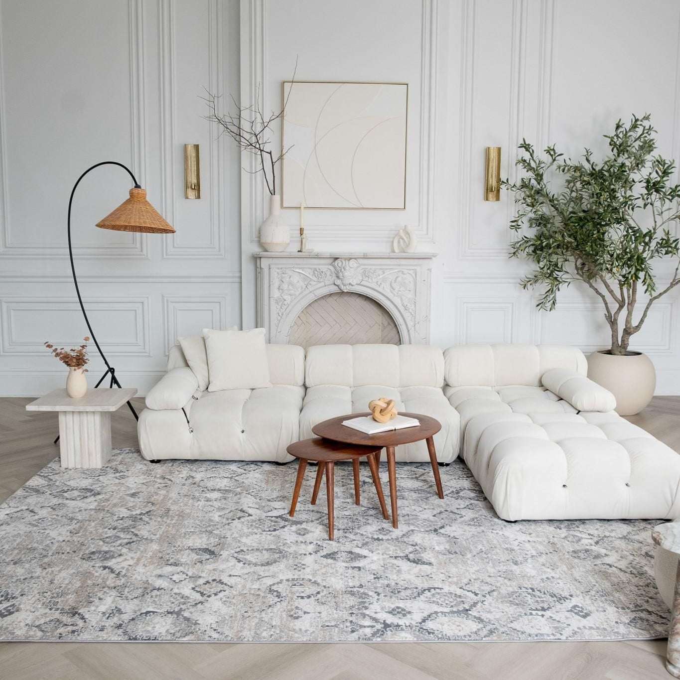 Tapis d'interieur Rug Branch Atlas Fractal, beige gris, moderne - Salon, chambre, salle a manger et cuisine