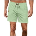 thumbnail image 2 of EOYWHK Mens Workout Shorts Cotton Linen Athletic Gym Shorts Elastic Waist Drawstring with Pockets, 2 of 8